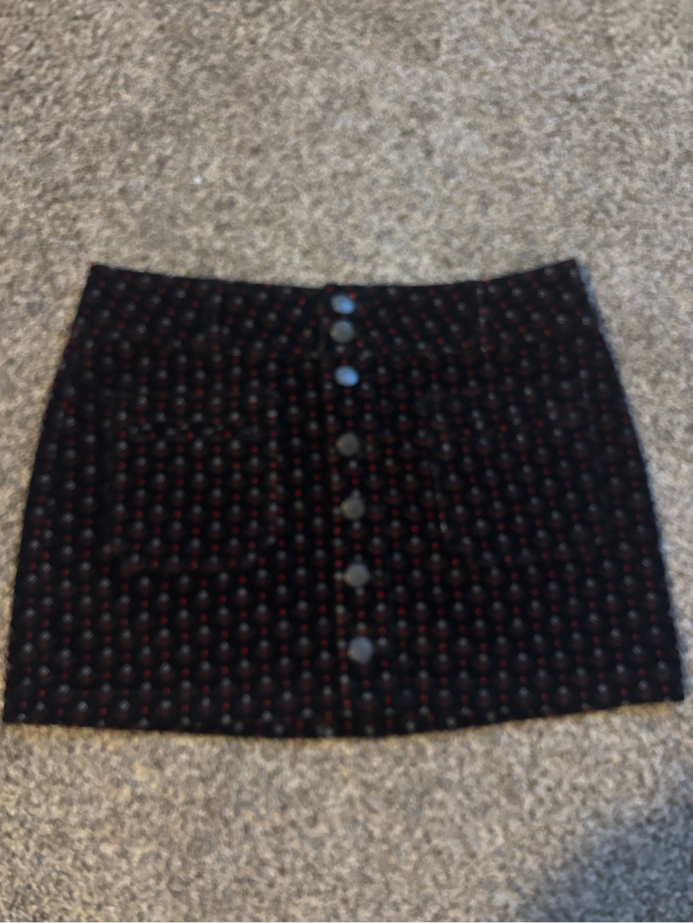 We The Free Black Mini Skirt with Red Dot Print - Button Front
